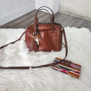 Fossil Rachel Satchel wallet and tassel keychain all NWT
